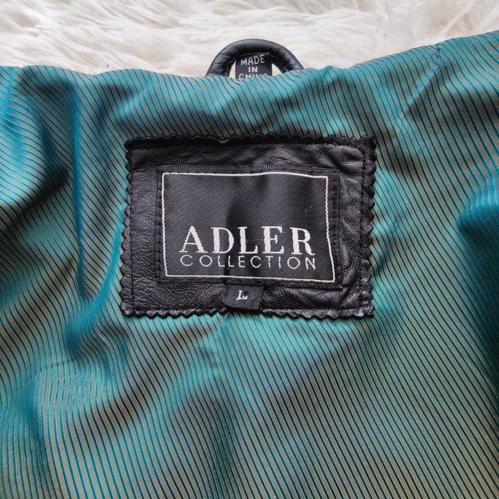 Vintage 90s Adler Black Lambskin Leather Jacket Blazer Lined Minimalist Chic Lrg - Picture 6 of 9